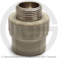 Муфта PP-R комбинированная серая НР (НАР) Дн 25-3/4" VALFEX Муфта PP-R комбинированная серая НР (НАР) Дн 25-3/4" VALFEX