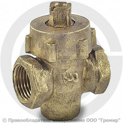 Кран латунный пробко-сальниковый Ду-25 (1") Ру-10 ВР (ВН) пробка латунь ККАЗ 11б6бк
