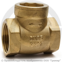 Клапан обратный поворотный латунный Ду-15 (1/2") Ру-16 ВР (ВН) (Т<110°С) латунь+EPDM Китай Клапан обратный поворотный латунный Ду-15 (1/2") Ру-16 ВР (ВН) (Т<110°С) латунь+EPDM Китай