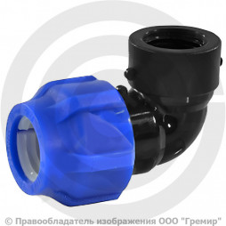 Отвод ПЭ компрессионный Дн 63-2" 90гр Ру-16 ВР (ВН) VALFEX