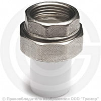 Муфта PP-R комбинированная разъемная белая НР (НАР) Дн 20-3/4" Ру-25 VALFEX Муфта PP-R комбинированная разъемная белая НР (НАР) Дн 20-3/4" Ру-25 VALFEX