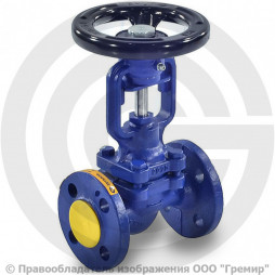 Клапан запорный чугунный фланцевый Ду-40 Ру-16 (Т<300°С) сильфонный 234A Zetkama