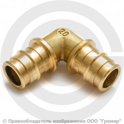 Угольник латунный для PE-X труб Дн 25 90гр РОС