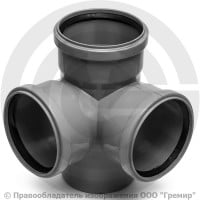 Крестовина PP-H двухплоскостная серая Дн 110-110-110 87гр б/нап в/к Ostendorf HT HTED Крестовина PP-H двухплоскостная серая Дн 110-110-110 87гр б/нап в/к Ostendorf HT HTED