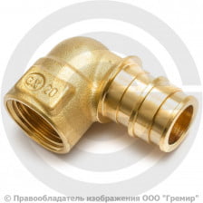 Угольник латунный для PE-X труб Дн 16-3/4" ВР (ВН) РОС