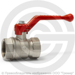 Кран латунный Ду-15 (1/2") Ру-40 ВР (ВН) муфтовый никель рычаг VALFEX 11Б27фт1М