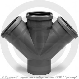 Крестовина PP-H одноплоскостная серая Дн 110-110-110 45гр б/нап в/к Ostendorf HT HTDA