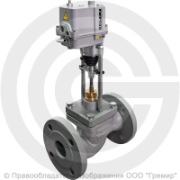 Клапан регулирующий двухходовой чугунный фланцевый Ду-100 Ру-16 Kvy=160 м3/ч с электроприводом Regada ST 0 220В без датчика 25ч945нж Энерготехномаш