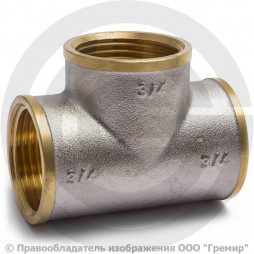 Тройник латунный ВР (ВН) Ду-50 (2") никель Aquasfera