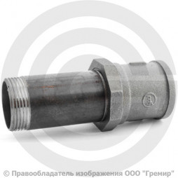 Сгон в сборе стальной L=130мм Ду-32 (1 1/4") в комплекте со стальной муфтой и контргайкой КАЗ