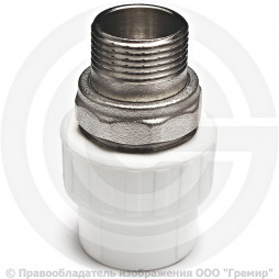 Муфта PP-R комбинированная под ключ белая НР (НАР) Дн 32-1" VALFEX