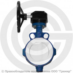 Затвор дисковый поворотный межфланцевый с редуктором Ду-150 Ру-16 PTFE с нержавеющим диском Tecofi VP4449R-08PTFE