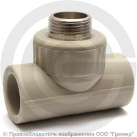 Тройник PP-R комбинированный серый НР (НАР) Дн 20-1/2" VALFEX