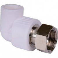 Угольник PP-R комбинированный белый с накидной гайкой Дн 25-3/4" RTP (РосТурПласт)