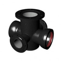 Крест с пожарной подставкой раструб-фланец ППКРФ ВЧШГ с ЦПП Ду 100-100