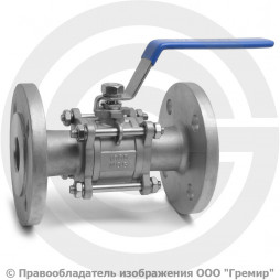 Кран нержавеющий AISI 316 (CF8M) трехсоставной фланцевый Ду-40 (1 1/2") Ру-40 NK-BF40/6