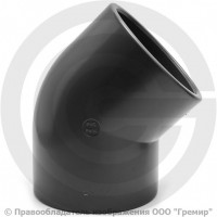 Отвод ПВХ клеевой серый Дн 75 45гр Ру-16 напорный Aquaviva Отвод ПВХ клеевой серый Дн 75 45гр Ру-16 напорный Aquaviva