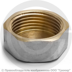 Заглушка латунная ВР (ВН) Ду-40 (1 1/2") никель Aquasfera