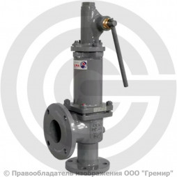 Клапан предохранительный пружинный угловой стальной фланцевый Ду-150 Рср=8бар Рн=8…12бар (Т<450°С) с ручным подрывом 17с6нж Арма-Пром