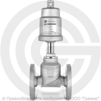 Клапан запорно-регулирующий нержавеющий фланцевый Ду-32 Ру-16 Kvs=21м3/ч с нержавеющим пневмоприводом 80мм PV-F Helver