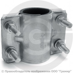 Хомут ремонтный двухсторонний оцинкованный Ду-65 (Дн 75-76) L=103мм ККАЗ