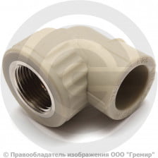 Угольник PP-R комбинированный серый ВР (ВН) Дн 25-3/4" 90 гр Wavin Ekoplastik