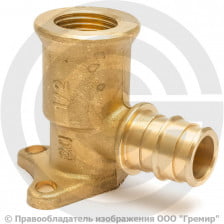 Водорозетка латунная для PE-X труб Дн 16-1/2" ВР (ВН) с фланцем РОС
