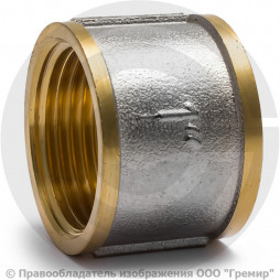 Муфта латунная ВР (ВН) Ду-32 (1 1/4") никель Aquasfera