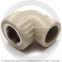 Угольник PP-R комбинированный серый ВР (ВН) Дн 32-1" 90 гр Wavin Ekoplastik