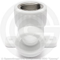 Угольник PP-R комбинированный белый ВР (ВН) Дн 20-1/2" с креплением VALFEX