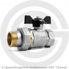 Кран латунный Ду-32 (1 1/4") Ру-40 ВР-"Американка" никель бабочка LD Pride 47.32.В-ГШ.Б