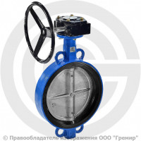 Затвор дисковый поворотный межфланцевый с редуктором Ду-350 Ру-10/16 EPDM с чугунным диском Китай Затвор дисковый поворотный межфланцевый с редуктором Ду-350 Ру-10/16 EPDM с чугунным диском Китай