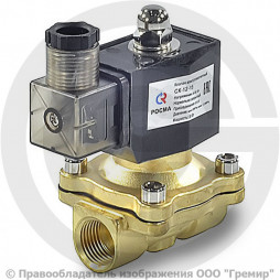 Клапан электромагнитный латунный Ду-25 (1") Ру-7 ВР (ВН) с катушкой 24В (Т<90°С) НЗ СК-12 Росма