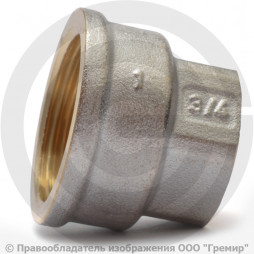 Муфта латунная переходная ВР (ВН) Ду 10-8 (3/8"- 1/4") никель Aquasfera