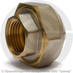 Американка (соединитель) латунная прямая ВР (ВН) Ду-15 (1/2") никель Aquasfera