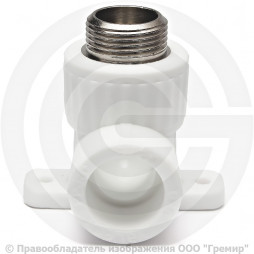 Угольник PP-R комбинированный белый НР (НАР) Дн 20-1/2" с креплением VALFEX