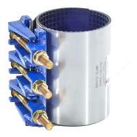 Хомут ремонтный нержавеющий с чугунным замком Ду-100 (Дн 108-118) 3 болта L=200мм Benarmo Хомут ремонтный нержавеющий с чугунным замком Ду-100 (Дн 108-118) 3 болта L=200мм Benarmo