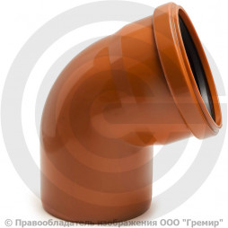 Отвод НПВХ (ПВХ) с раструбом коричневый Дн 110 67гр б/нап в/к Ostendorf KGB