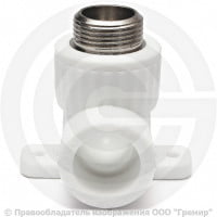 Угольник PP-R комбинированный белый НР (НАР) Дн 25-1/2" с креплением VALFEX