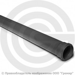 Труба НПВХ (ПВХ) канализационная серая Дн 50х3,2 безнапорная L=1м в/к Хемкор