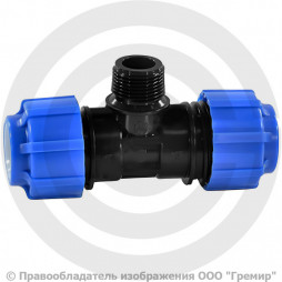 Тройник ПЭ компрессионный Дн 25-1 1/4"-25 Ру-16 НР (НАР) VALFEX