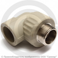 Угольник PP-R комбинированный серый НР (НАР) Дн 32-1" 90гр Wavin Ekoplastik