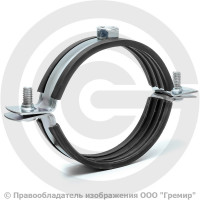 Хомут крепежный оцинкованный с резиновой прокладкой Ду-65 (Дн 74-80) (2 1/2") М12 б/к Хомут крепежный оцинкованный с резиновой прокладкой Ду-65 (Дн 74-80) (2 1/2") М12 б/к