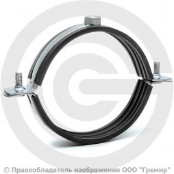 Хомут крепежный оцинкованный с резиновой прокладкой Ду-80 (Дн 87-94) (3") М12 б/к