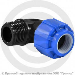 Отвод ПЭ компрессионный Дн 32-1 1/4" 90гр Ру-16 НР (НАР) RTP (РосТурПласт)