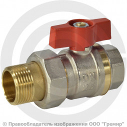 Кран латунный Ду-15 (1/2") Ру-40 ВР-"Американка" полнопроходной бабочка Ридан BVR-FR