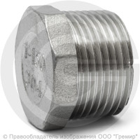 Заглушка нержавеющая AISI 304 6-ти гранная НР (НАР) Ду-15 (1/2")