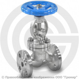 Клапан запорный нержавеющий фланцевый Ду-25 Ру-40 (Т<250°С) 15нж22нж Китай