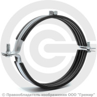 Хомут крепежный оцинкованный с резиновой прокладкой Ду-100 (Дн 108-116) (4") М12 б/к