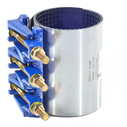 Хомут ремонтный нержавеющий с чугунным замком Ду-225 (Дн 248-258) 3 болта L=200мм